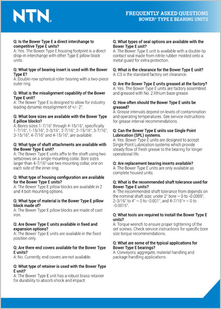 NTN Bower Type E Frequently Asked Questions image