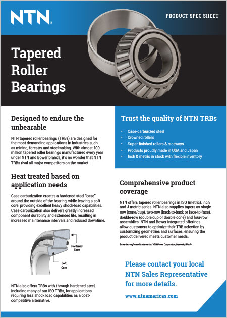 NTN Tapered Roller Bearings Product Sheet cover image