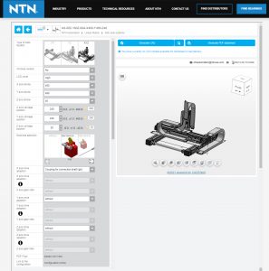 3D Linear Modeling & Configuration Tool Showing NTN AXE Linear Axis Module