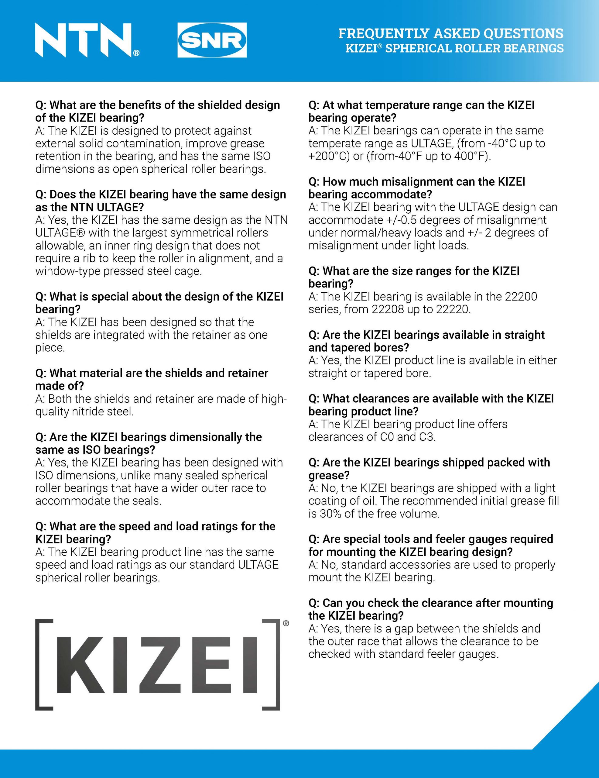 NTN Kizei Bearing Frequently Asked Questions