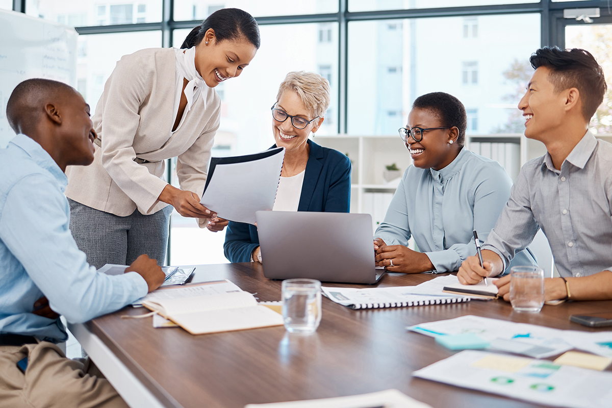 Diverse Group of Professional People at a Conference Room Table