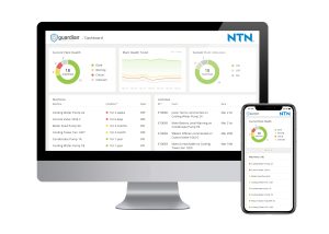Desktop computer and mobile phone displaying NTN Guardian software.
