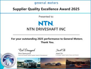 NDI 2025 GM Supplier Quality Excellence Award Certificate